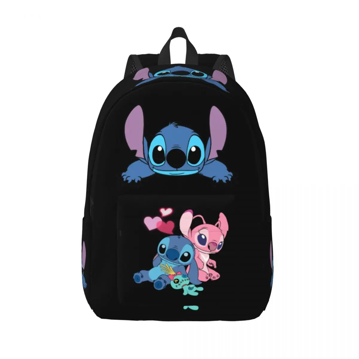 Custom Stitch Angel Canvas Backpack for Girls Boys Disney Anime School College Travel Bags Women Men Bookbag Fits 15 Inch Laptop