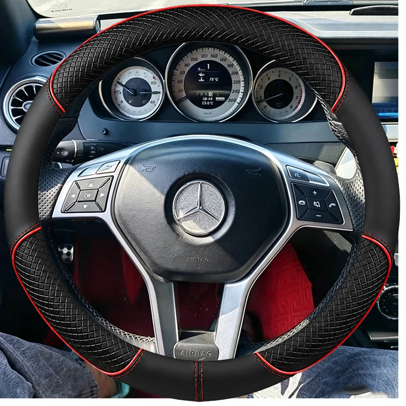 car Steering Wheel Cover for Mercedes Benz C350 C300 CLA250 CLS550 E250 GLA45 AMG SLK250 SLK300 SLK350 DIY Carbon Fiber Style