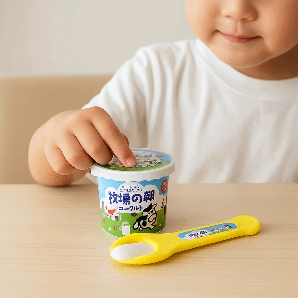 Ragazza Alimentazione alimentare Budino allo yogurt Giocattolo Orsetto Cibo Gioco di ruolo Educazione precoce Fai finta di giocare Modello di casa Giocattolo da cucina