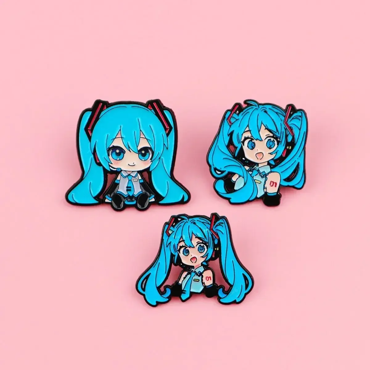 Q Version Hatsune Miku Cartoon Brooch Badge Backpack Hanging Student Pen Bag Personality Trend Kawaii Badge Decoration Gif