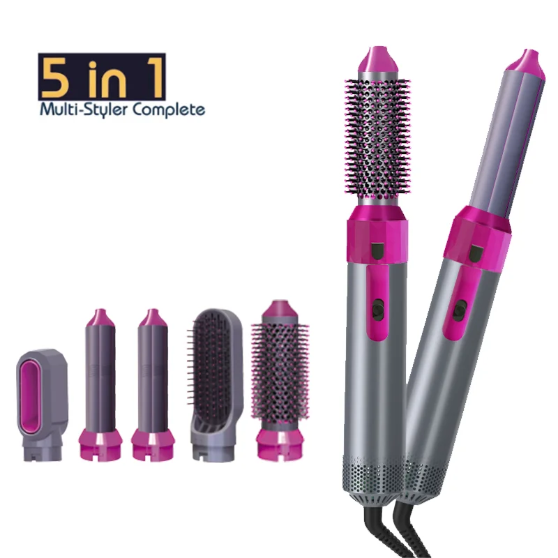 

5 in 1 Hair Dryer Brush Interchangeable Hair Straightening Brush Professional Electric Hot Air Comb Hair Curly Iron