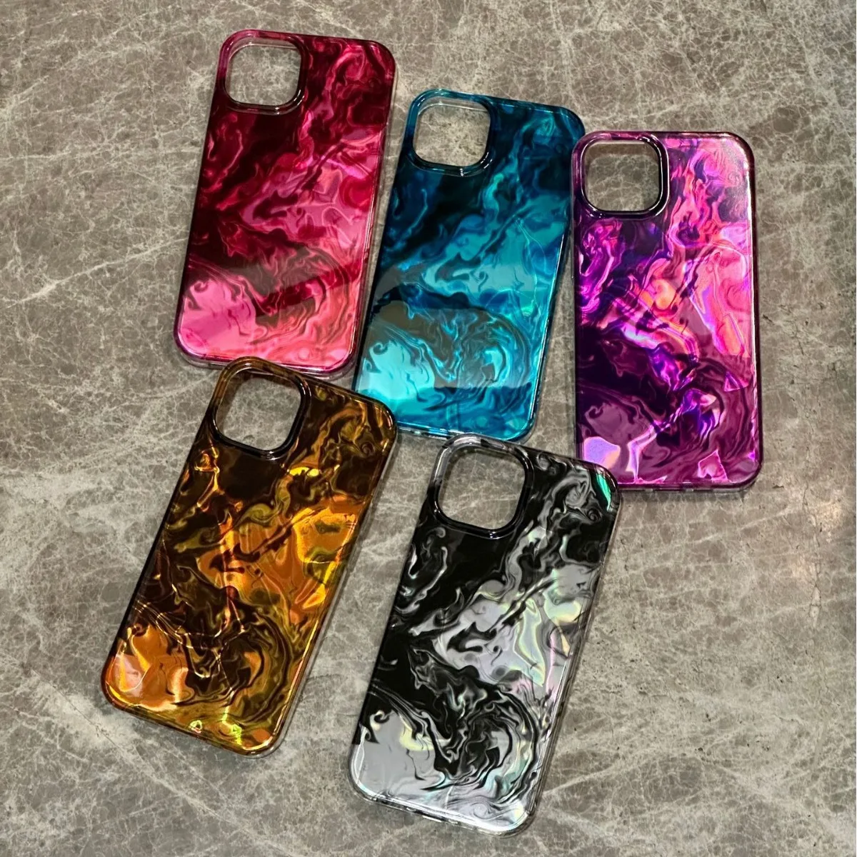 

Plating Blue Glossy Water Ripple Phone Case For iPhone 16 15 14 13 12 11 Pro Max Soft Shockproof Back Cover