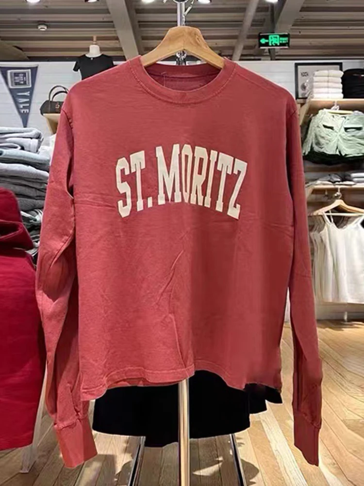 

Футболка с длинным рукавом и буквенным принтом, женская весенняя футболка с круглым вырезом Y2k, уличная одежда, винтажные футболки, женские милые модные повседневные женские футболки