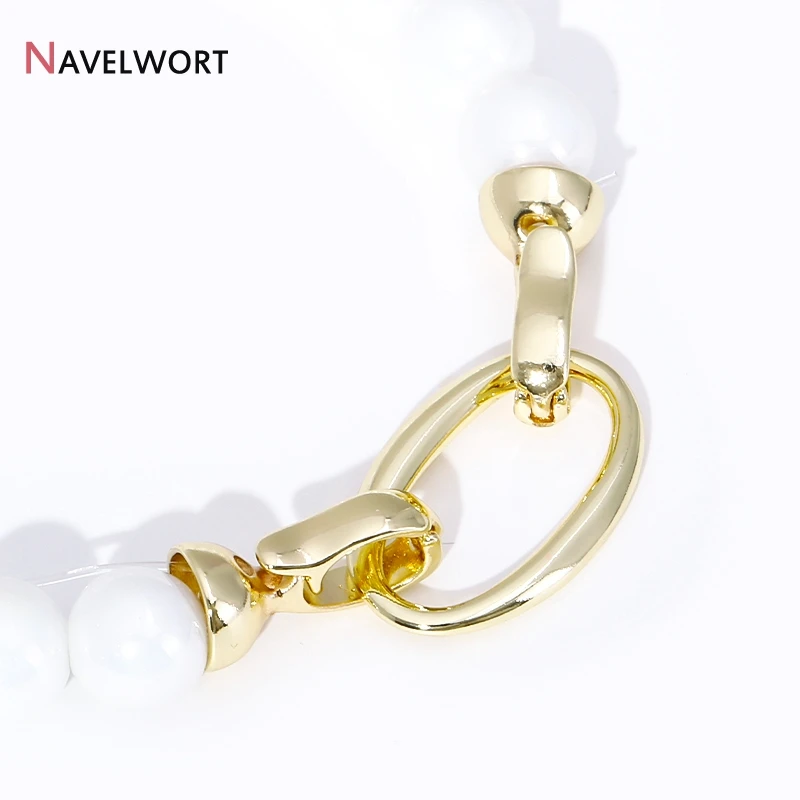 

18K Gold Plated Brass Oval Pearl Clasps Connector,Smooth Closure Clasps Fastener For DIY Bracelet Necklace Making Findings