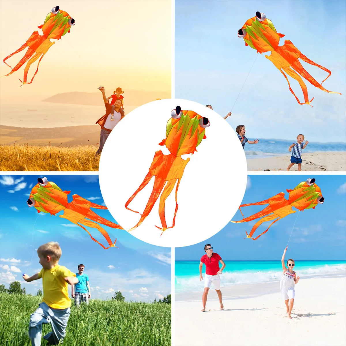 Cometa de pez dorado hecha con software Rendimiento volador realista constante al viento Regalo perfecto para niños y adultos Cometa de una sola línea