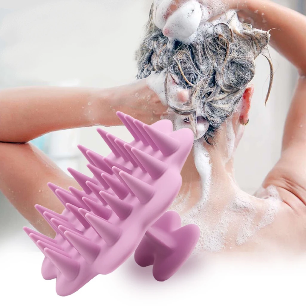 Silicone Scalp Massager Shampoo Brush with Soft Silicone Bristles for Dandruff Removal, Hair Growth and Scalp Care