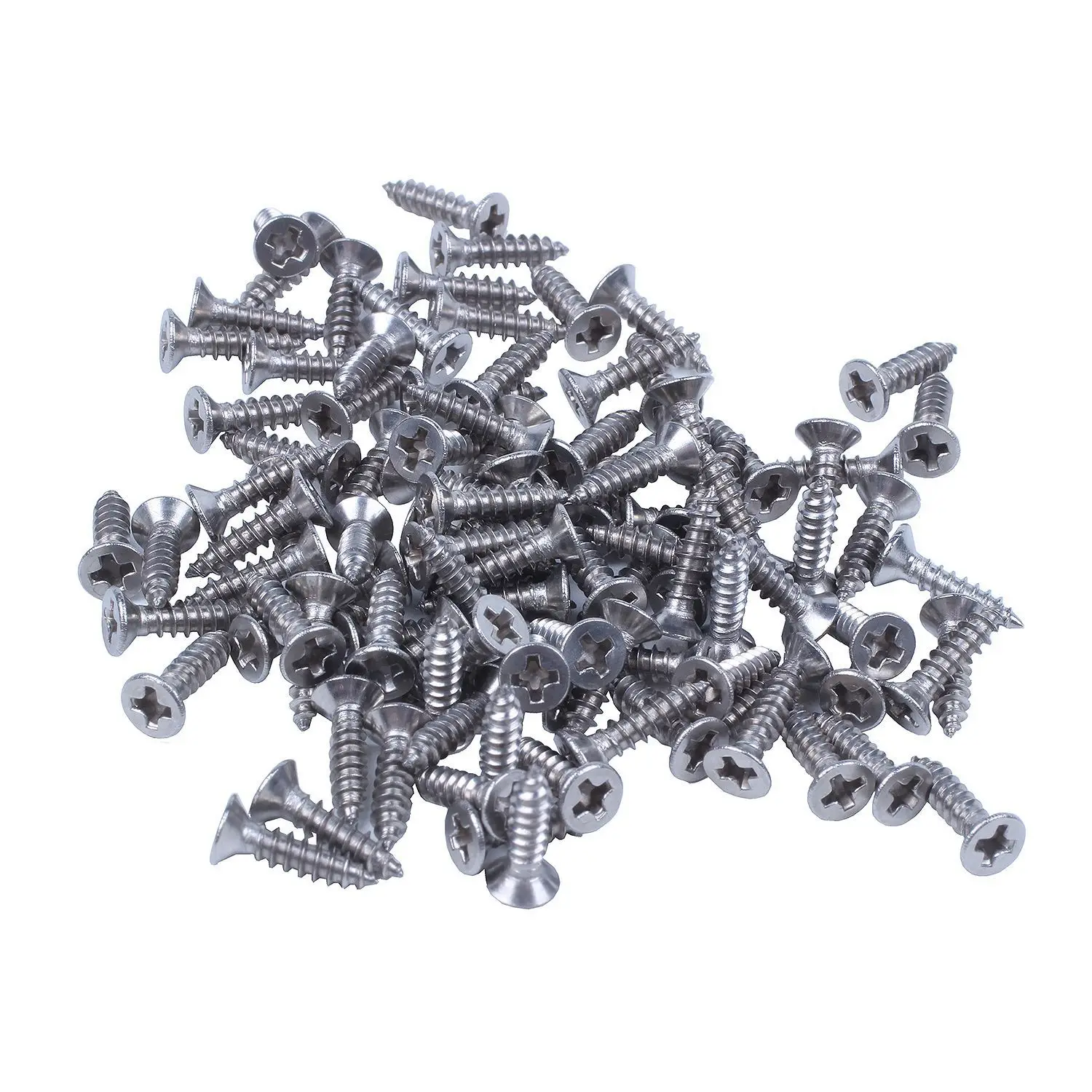 

100x Stainless Steel Flat Head Phillips Self-Tapping Screw 12x3mm Silver