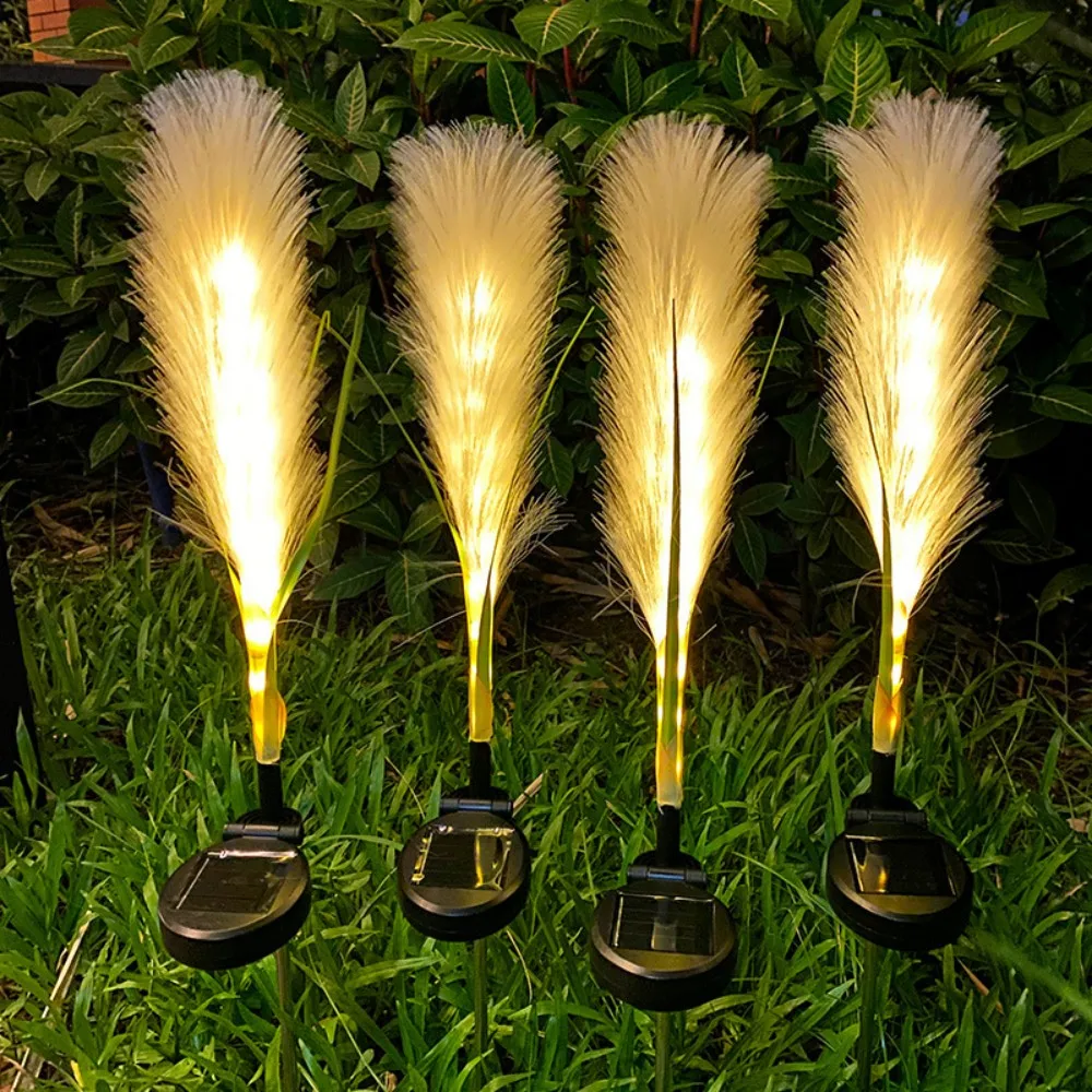 1/2PC Solar White Reed Garden Light, Ground Mounted Outdoor LED Garden Light, Suitable For Outdoor Garden Landscape Decoration