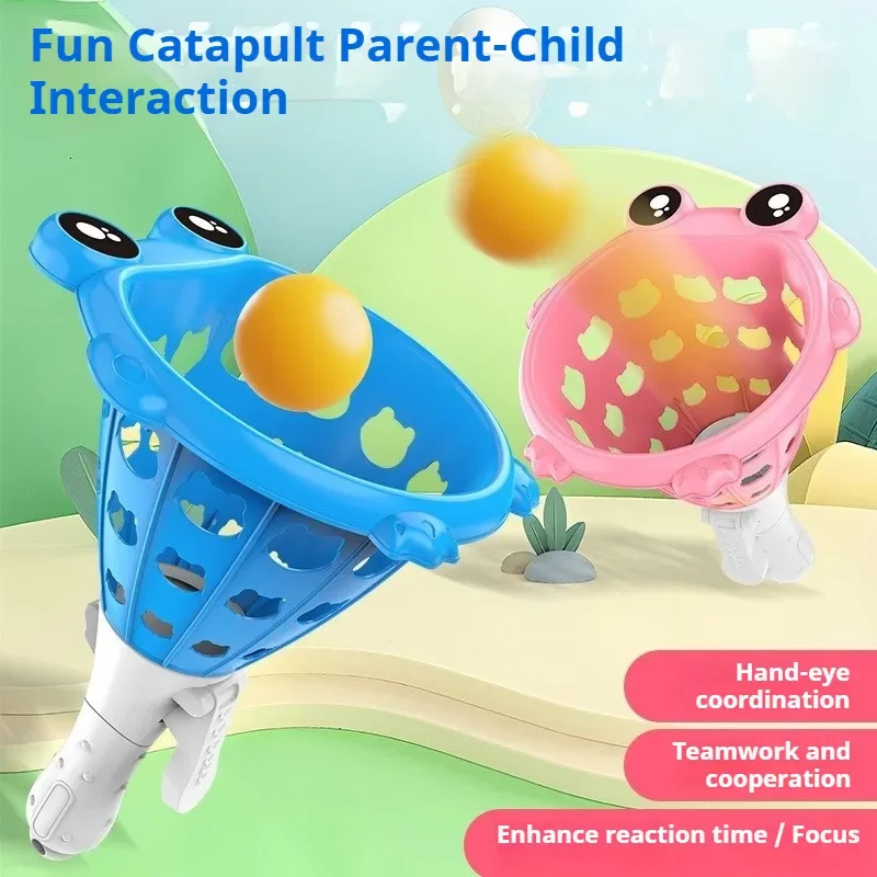 Frog Catapult Ball Toy with 2 Launchers & 3 Balls, Exercises Hand-Eye Coordination, Parent-Child Outdoor Game, Kids Holiday Gift