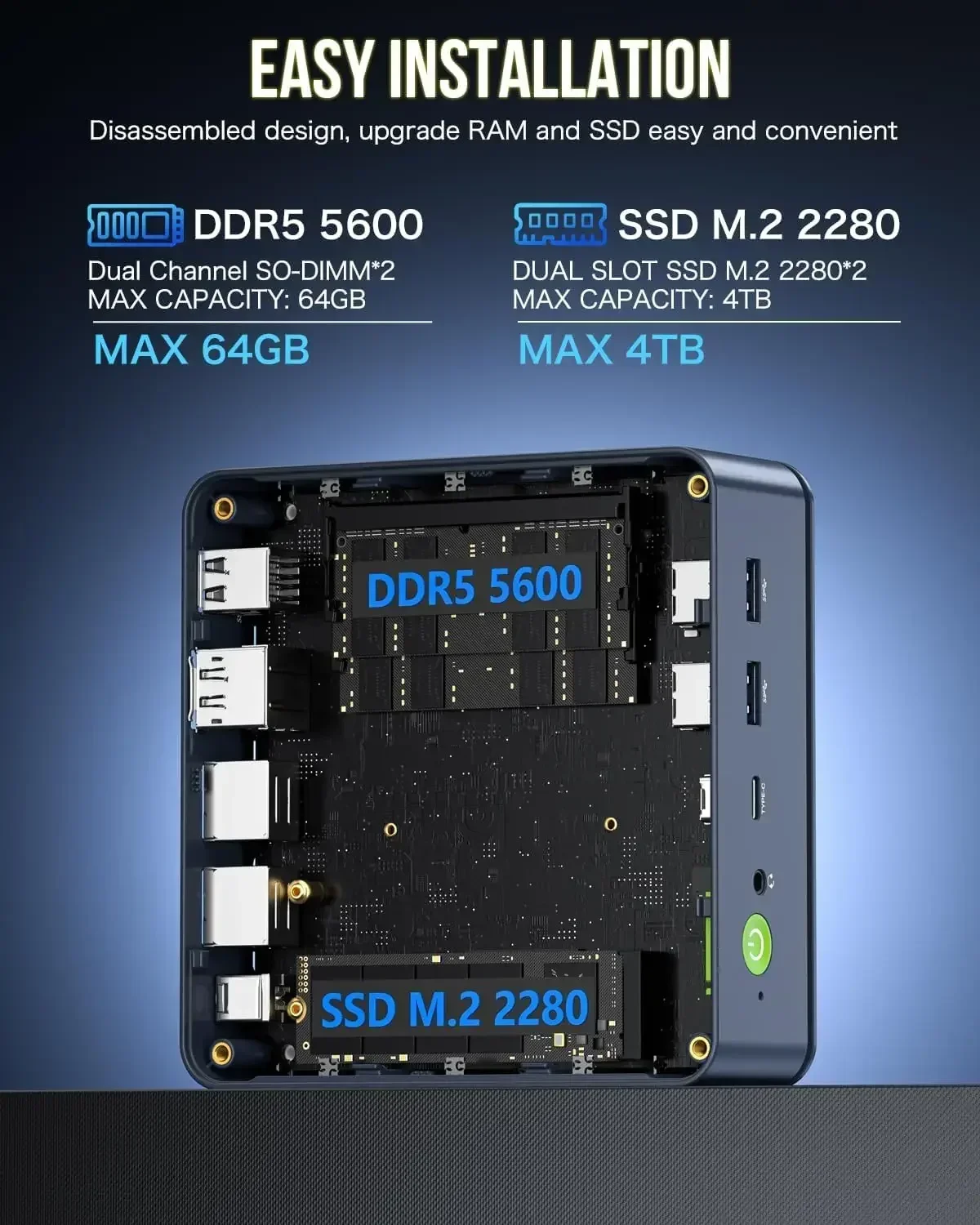 US.EU GMKtec K6 R7 7840HS Mini PC DDR5 5600MHz PCIe4.0 NVMe SSD 2.5G LAN USB4 WiFi6 BT5.2 Tri-Display Desktop Gaming Office Comp