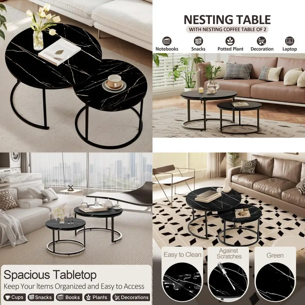 

Space-Saving Modern Coffee Tables for Small Living Rooms, Round and Nesting Options, Ideal for Compact Dining Areas
