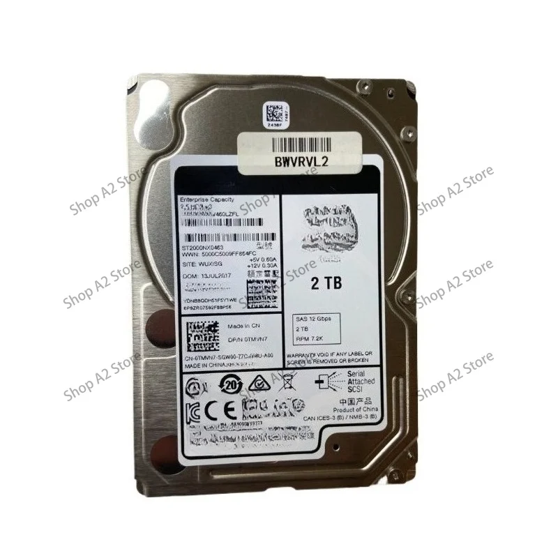 0TMVN7 ST2000NX0463 2T SAS 12G 7.2K 2.5 TMVN7 Server Hard Disk Second-hand products