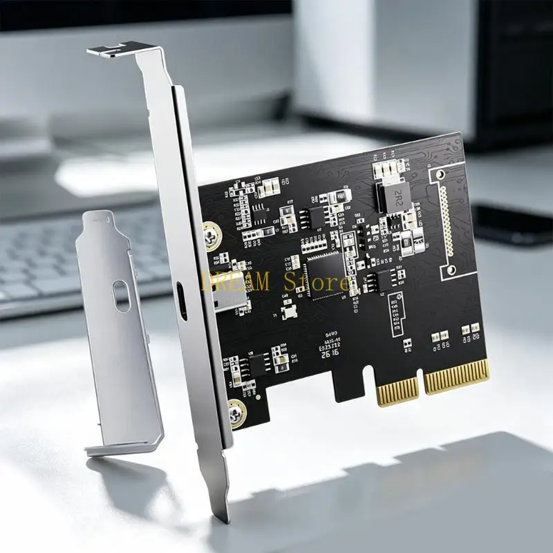 Desktop PCIeX4 to USB3.2 Transfer Card with 20Gbps Throughput, PCIe Add-In Board, Rear Port, Cooling Sink and Two Mount Plates