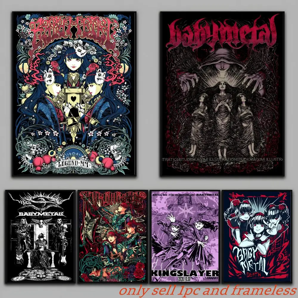 BabyMetal Band Heavy Metal Poster Painting Prints Wall Art Picture Film Room Home Bar Cafe Decor Home  Mural