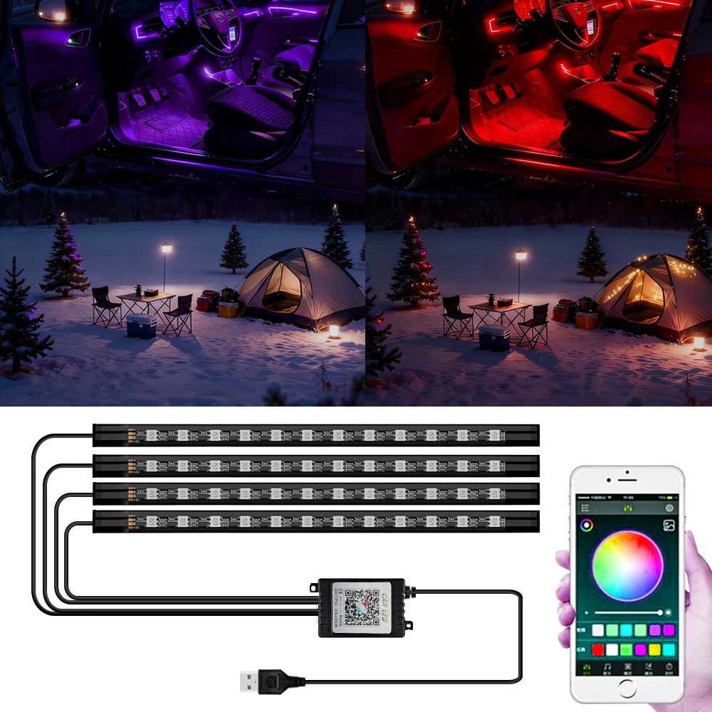 Auto LED Umgebungslicht 5V/12V Romantisches Geschenk für Thanksgiving Weihnachten Datum Nacht Neon RGB Auto Innen Atmosphäre Licht Streifen