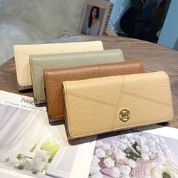 Genuine Leather for Lady New Fashion Long Purse for Women Large Capacity RFID Credit Cards Holder Card Organizer Phone