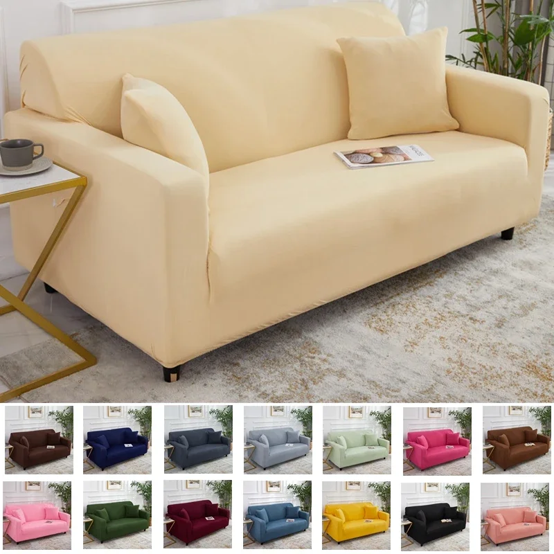 Stretch Solid Sofa Slipcover Elastic Sofa Covers for Living Room Funda Sofa Adjustable L Shape Couch Cover Home 1/2/3/4-seater