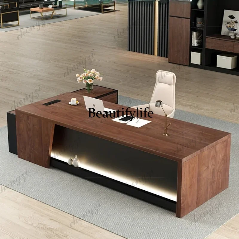 Y136 Y136 Fashion Chairperson, General Manager Office Creative Class Desk with Side Cabinet Light Luxury High-end Solid Wood Bos