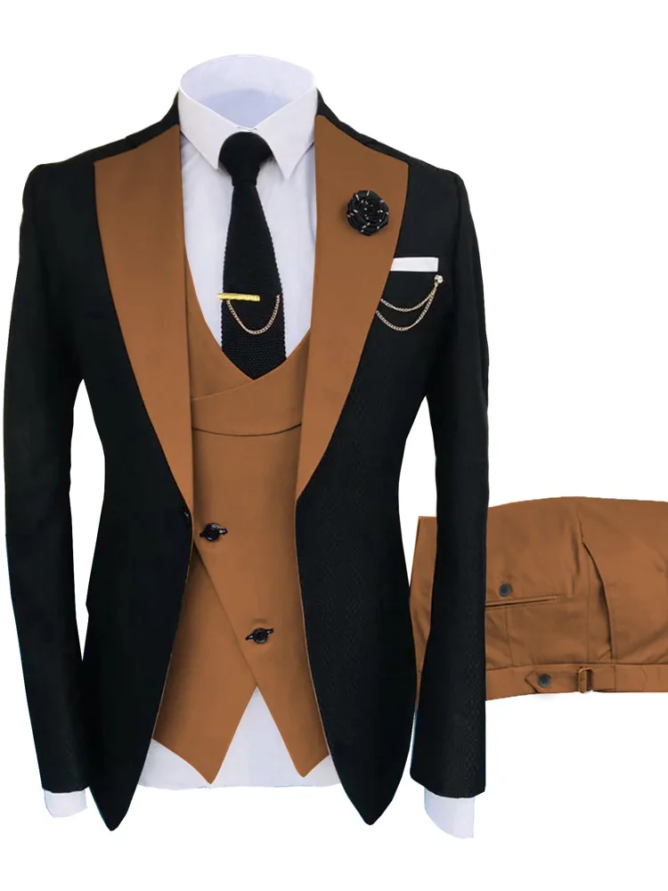 

Мужской костюм 2026: Трехчастный, приталенный, с лацканами, для официальных мероприятий, с жилетом, для жениха, свадебный смокинг