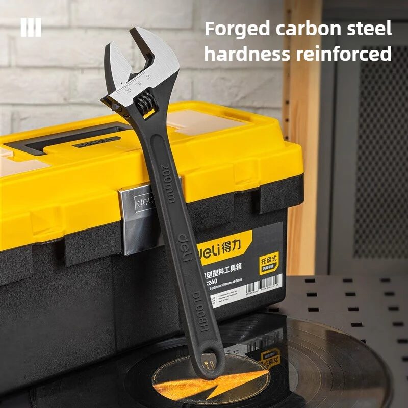 

Deli High - Carbon Steel Adjustable Wrench Multi - Functional Flexible Wrench Blackened Thickened Body Laser Free Shipping