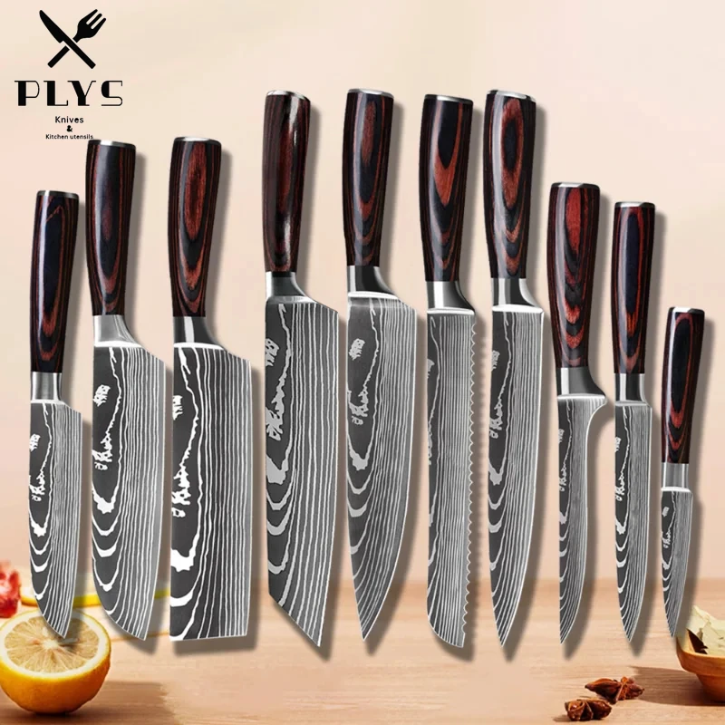 PLYS Boning knife Damascus pattern kitchen knife Sharp High quality stainless steel Japanese Chef's knife Santoku Knives