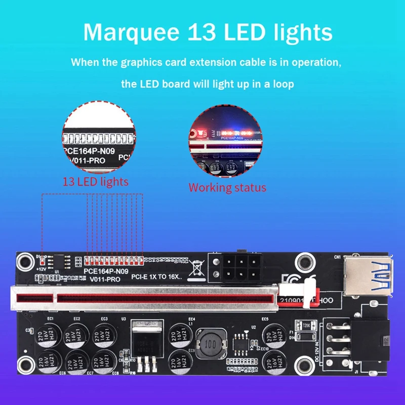 PCI Express Multiplier PCIE 1 bis 6 Port USB 3.0 Hub PCI Express 1X 4X 8X 16X VER011 PRO Extender Riser für BTC Mining