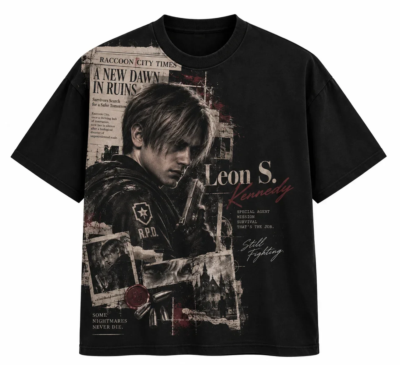 Unisex Vintage Newspaper Collage Female Agent Portrait Print T Shirt Crew Neck Retro Game Character Graphic Streetwear Tee Y2K