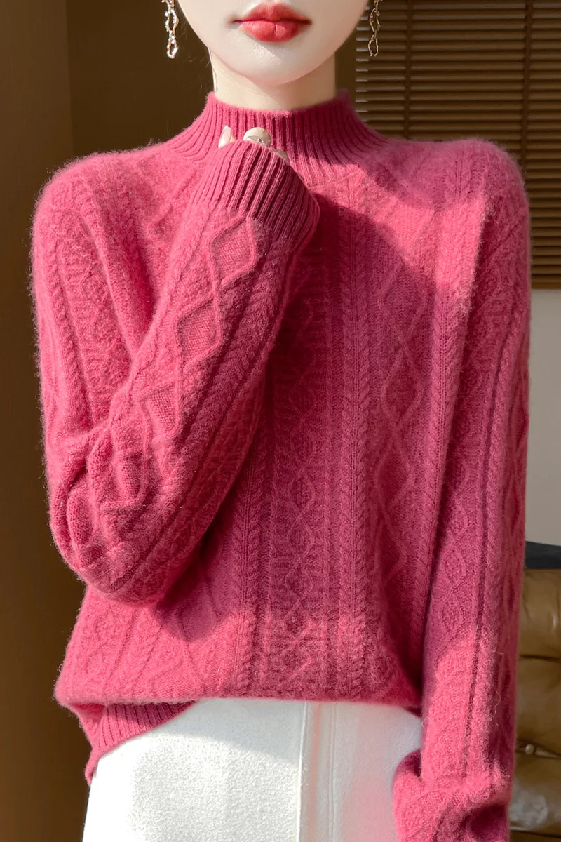 

Толстый свитер с круглым вырезом, женский трикотаж из 100% мериносовой шерсти, шикарные мягкие теплые пуловеры, удобные простые базовые топы