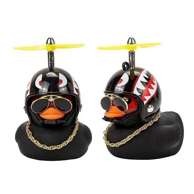 Car Broken Wind Helmet Small Yellow Duck Car Ornament Duck with Helmet Broken Wind Wind-breaking Wave-breaking Duck Cycling