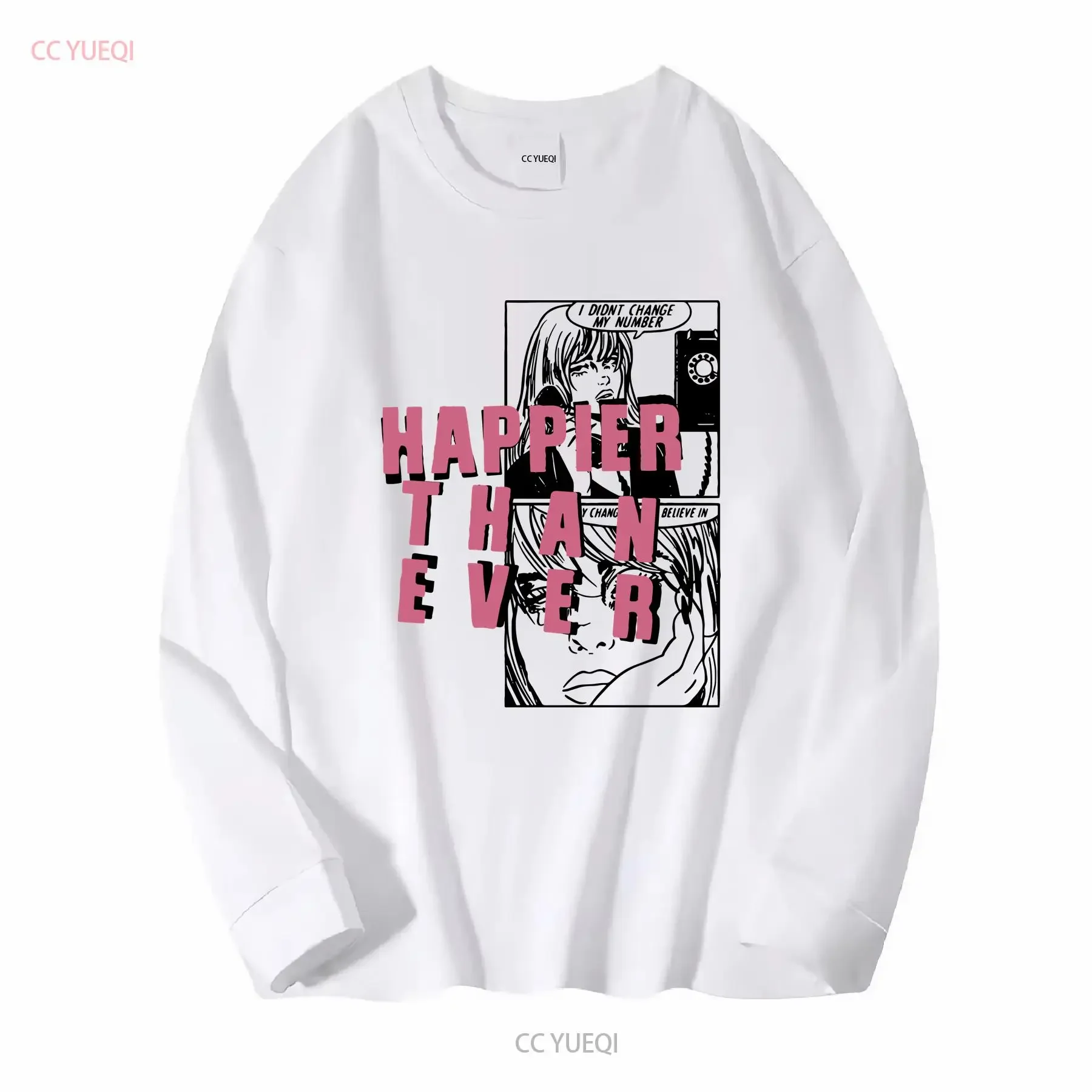 Happier Than Ever I Didn't Change My Number Billie Aesthetic Inspired T Shirt long or short sleeves vintage Washed fashion