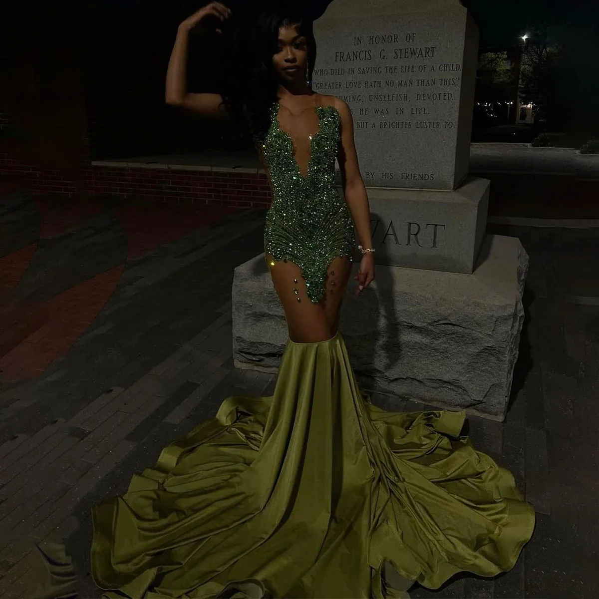 Robe de Rhde Rotterdam Kly pour filles noires, robe de soirée sirène en fibre de cristal, sexy et éducative, quel que soit le diamant, vert, 2024