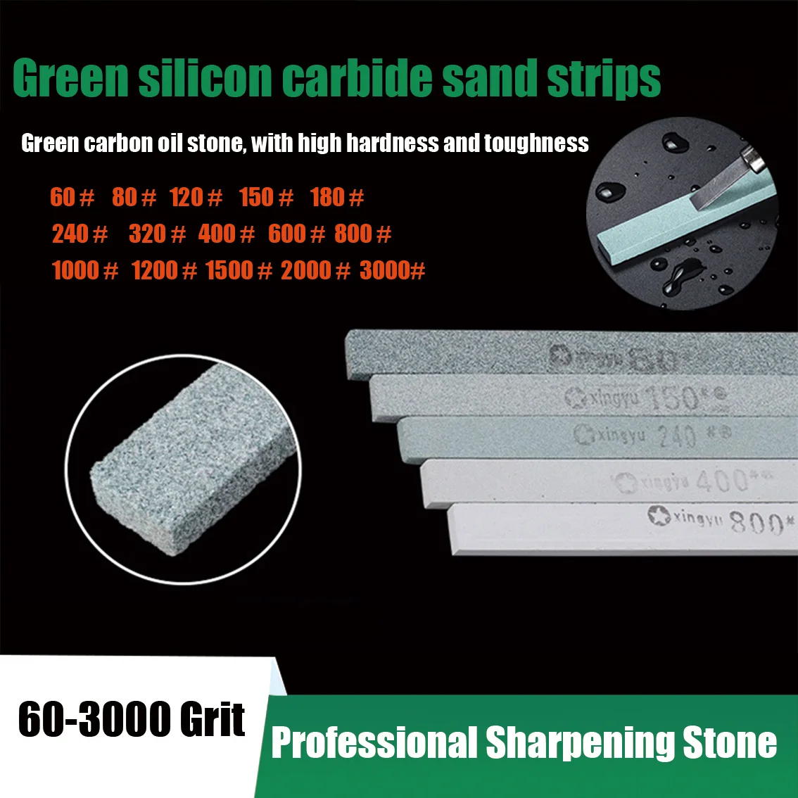 Silicon Carbide Terrazzo 60-3000Grit Professional Grindstone Kitchen Gadgets Jade Polishing Strips Grinding Tools Long150/200mm