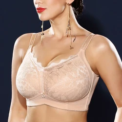 Wire Free Women Full Coverage Non-Foam Plus Size Floral Lace Bra 34 36 38 40 42 44 46 48 B C D E F G H I J