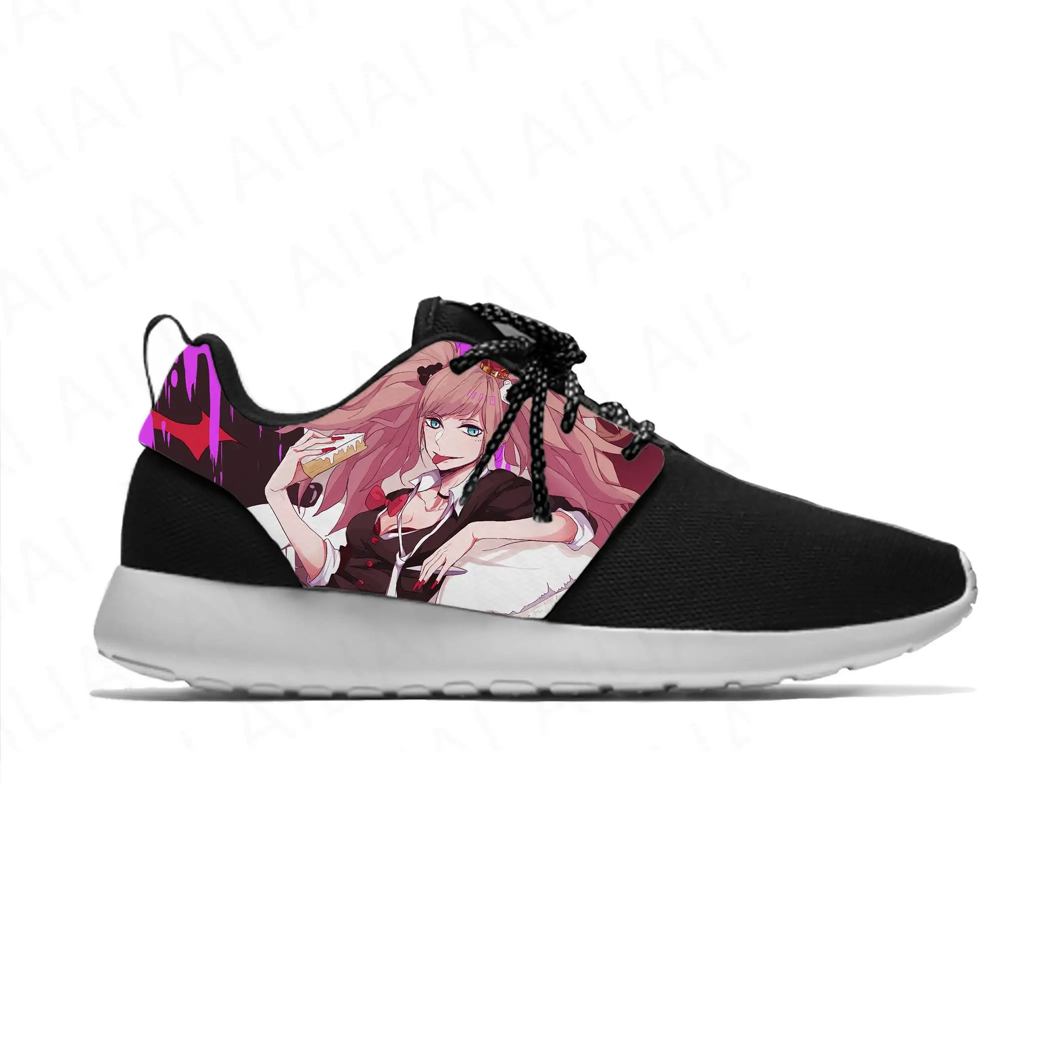 Japanese Anime Cartoon Danganronpa Enoshima Junko Sport Running Shoes Casual Breathable Lightweight 3D Print Men Women Sneakers