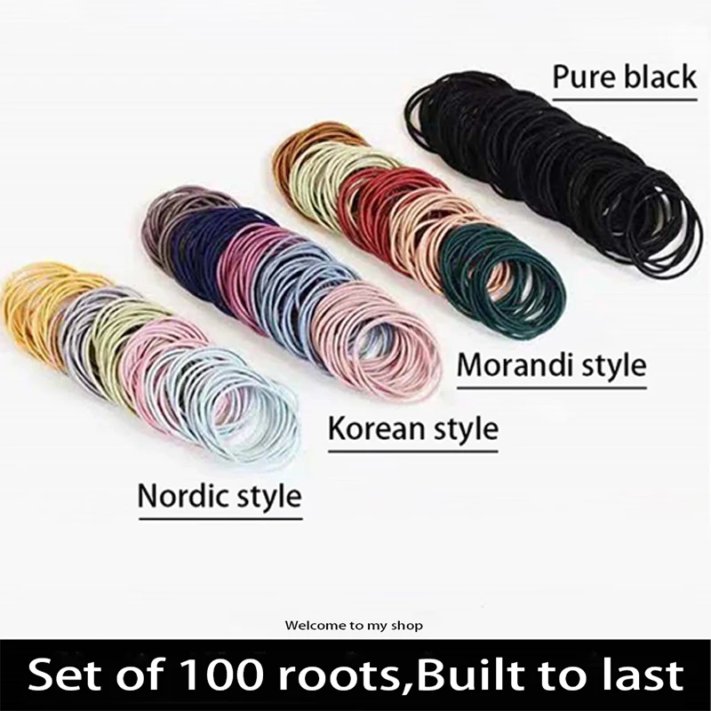 100/400pcs Hair Ribbons Hair Rope Stretch Hair Ring Girls Hair Tie Women Hair Tie Seamless Hair Tie Ponytail Holder Headgear