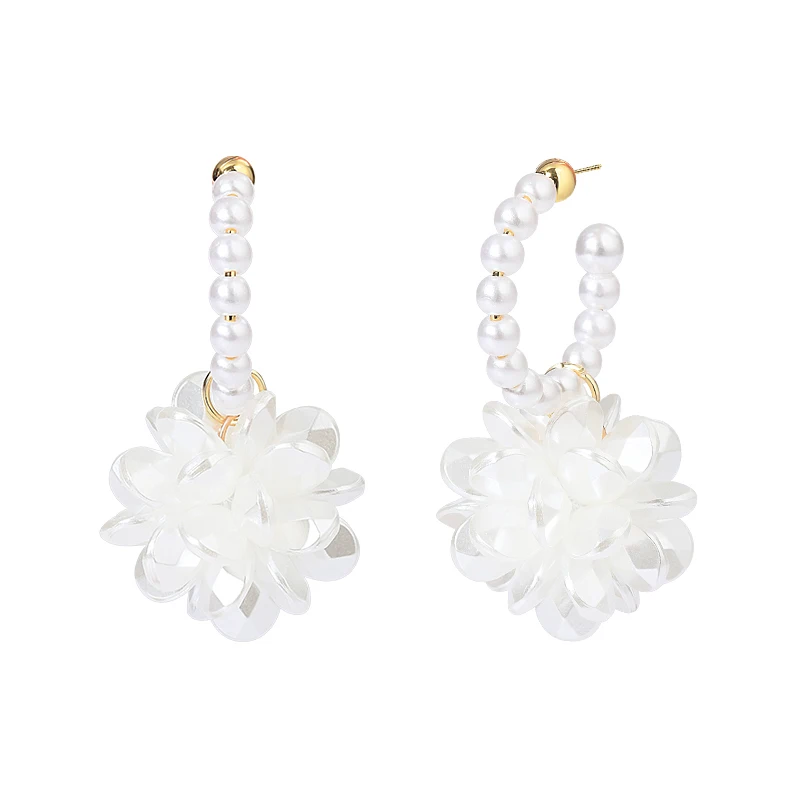 

Fashion pearl flower ball earrings, elegant temperament earrings, decorative foreign style earrings.