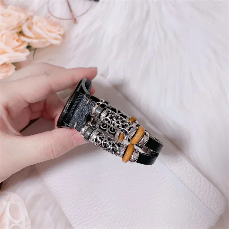 サムスンギャラクシーウォッチ用レトロレザーブレスレット,クラシック,20mm, 22mm,手作り,Huawei gt 4/Amazfit gts 4/gtr 4