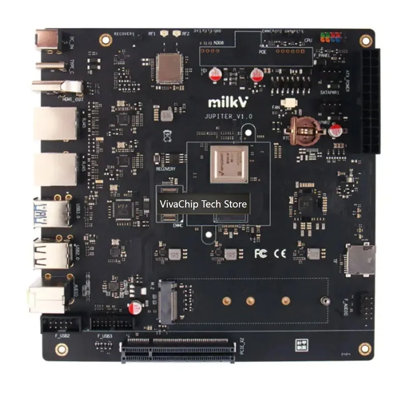 VivaCTMilk-V Jupiter, Spacemit M1/K1 Octa-core RVA22 RVV1.0 RISC-V SoC, 2TOPS Mini-ITX