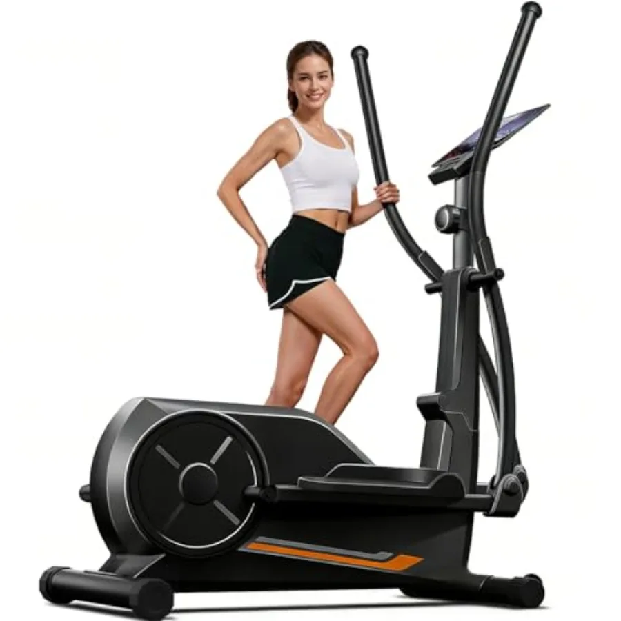 

Home Use Silent Magnetic Elliptical Trainer with 8 Resistance Levels 12 Stride LCD Monitor Supports Up to 330Lbs Black