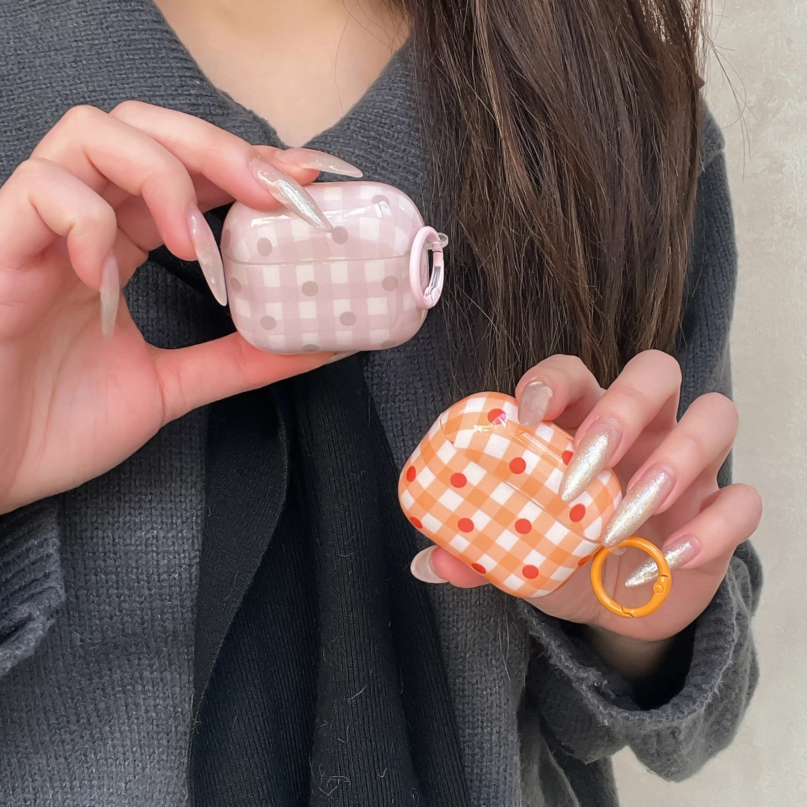 Polka Dots Glossy Earpods Case for Apple Airpods 2 3 4 Pro2 Grid Stripes Wireless Earphone Cover for Airpods Pro 3 Charging Box