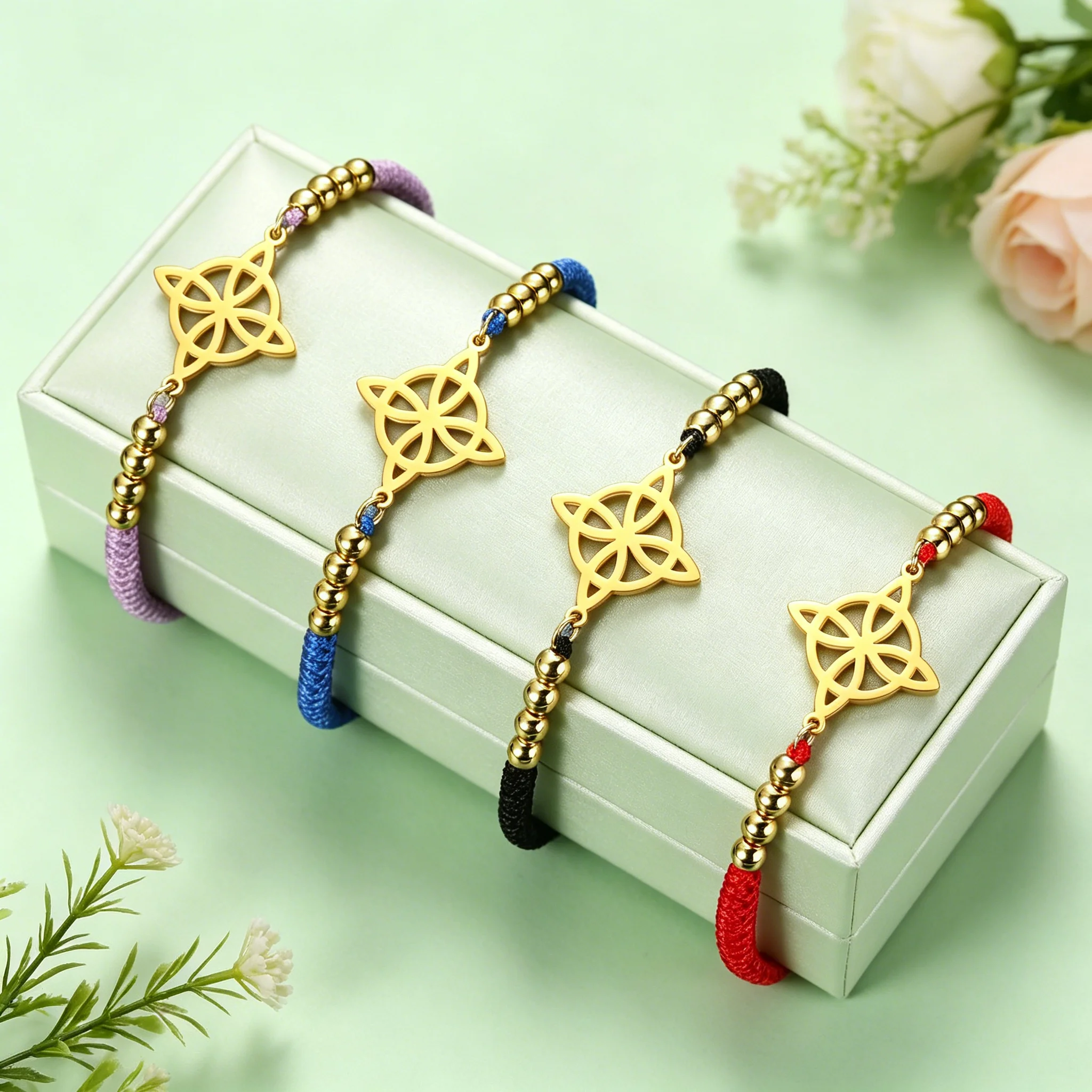 Trendy Geometric Witch Celtics Knot Charm Bracelet Men Women Female Stainless Steel Witchcraft Chain Love Bangles Jewelry