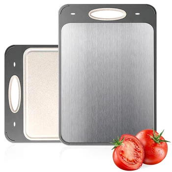 Double-Sided Stainless Steel Cutting Board – Wheat Grass Design 1