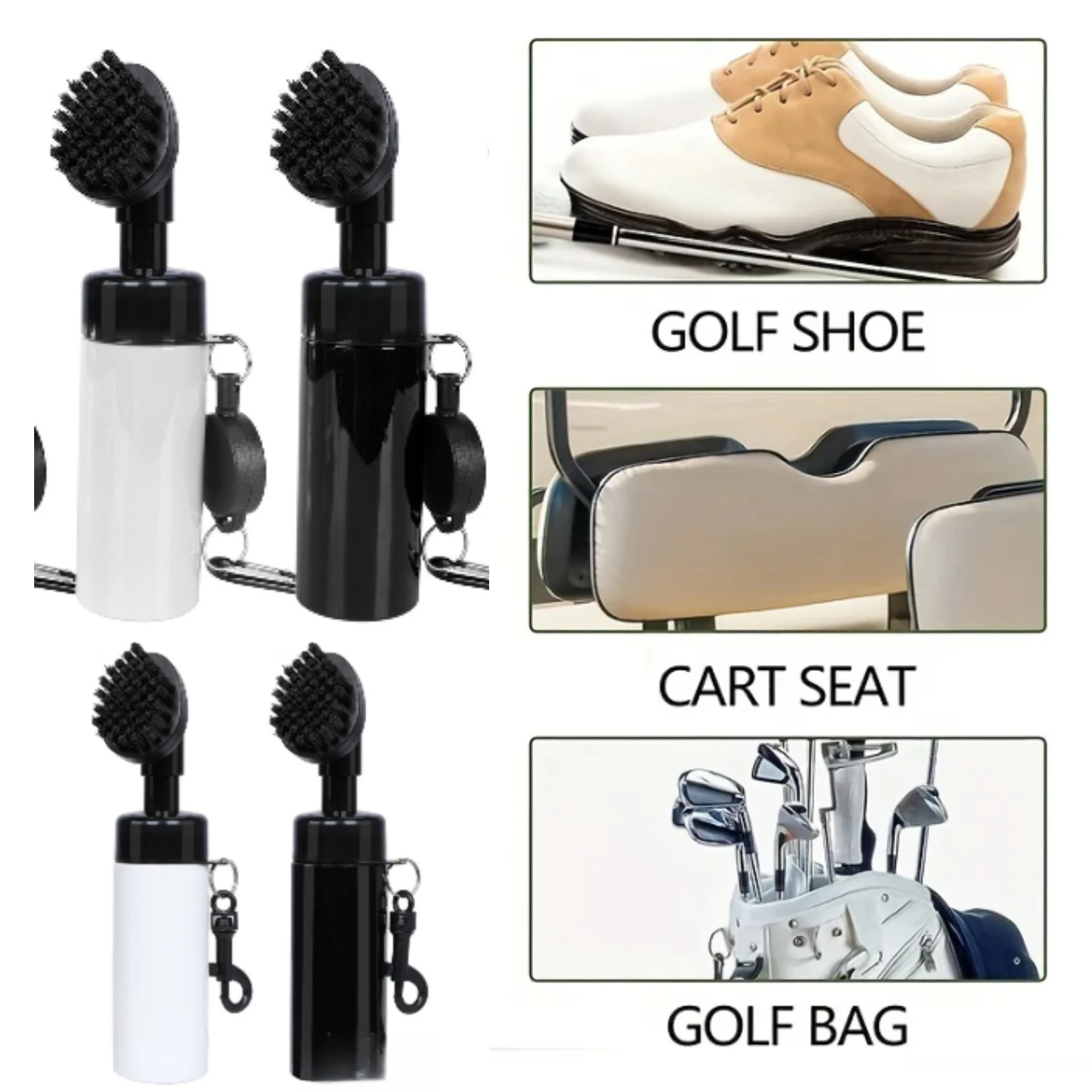New golf practice bar round head model press test water spray cleaning brush transparent easy to pull buckle groove cleaning