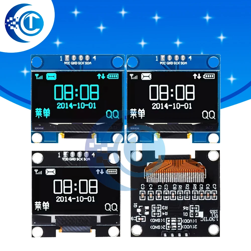 

1.3 inch oled IIC Serial White OLED Display Module 128X64 I2C SSD1306 12864 LCD Screen Board VDD GND SCK SDA for Arduino Black