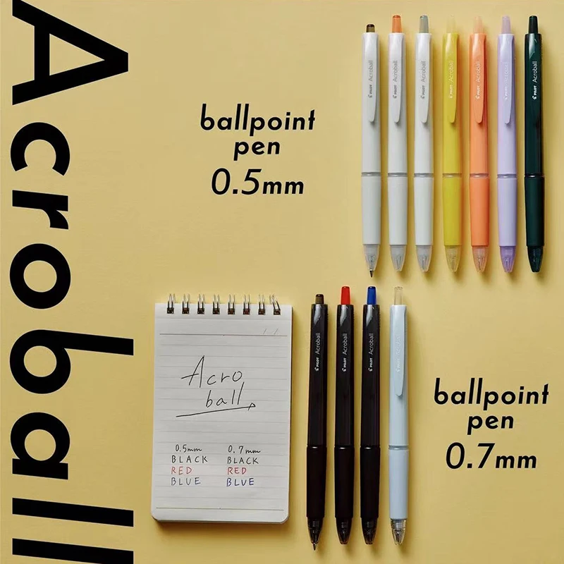 Pilot Acro Smooth-Glide Ballpoint Pen Low Viscosity Oil-based Ink Minimalist Rod Clear Writing Pens High Quality Japanese Tools