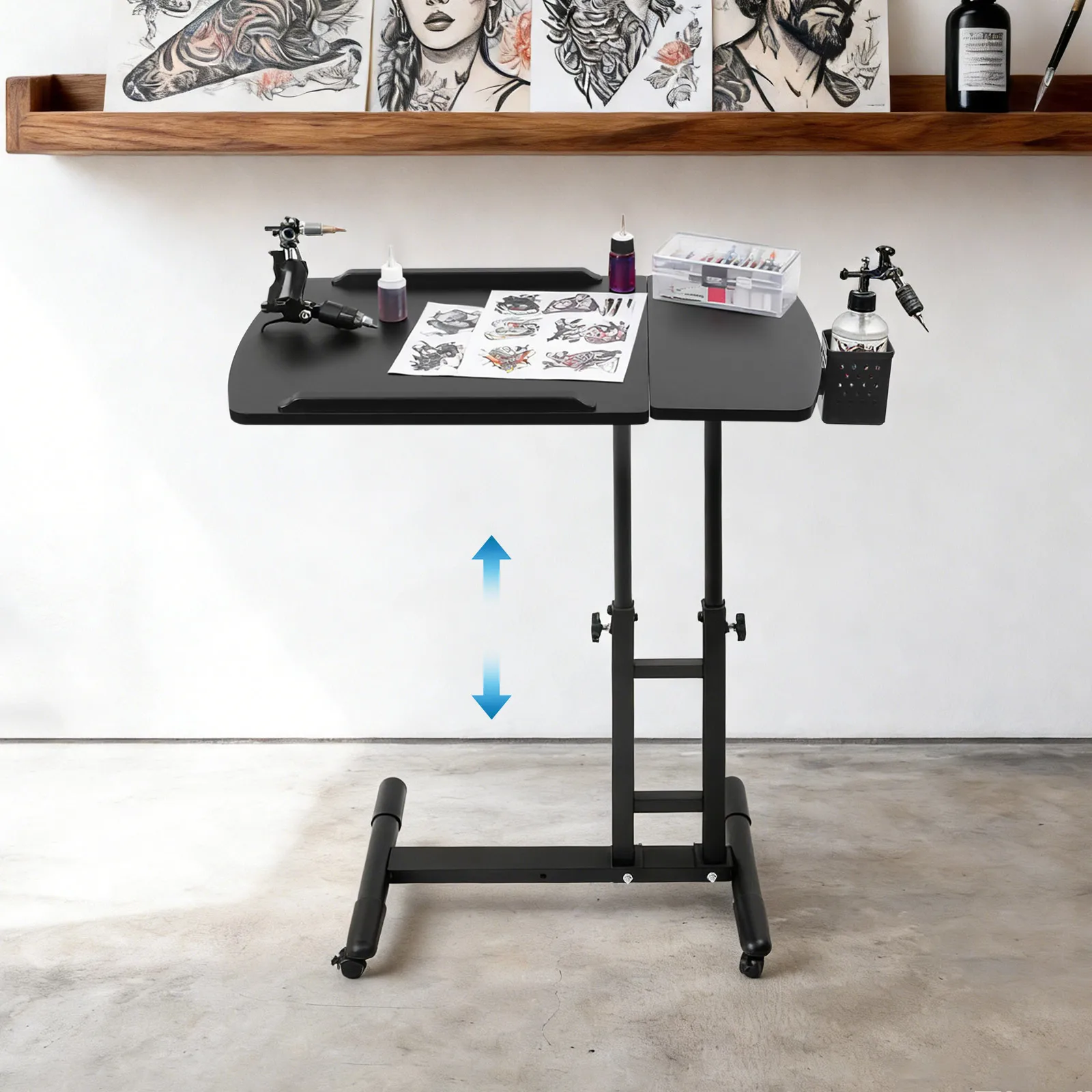 

Регулируемая по высоте и углу наклона рабочая станция для татуировок, прочная железная рама, стол для рисования, универсальная подставка на колесиках, передвижная станция для творчества