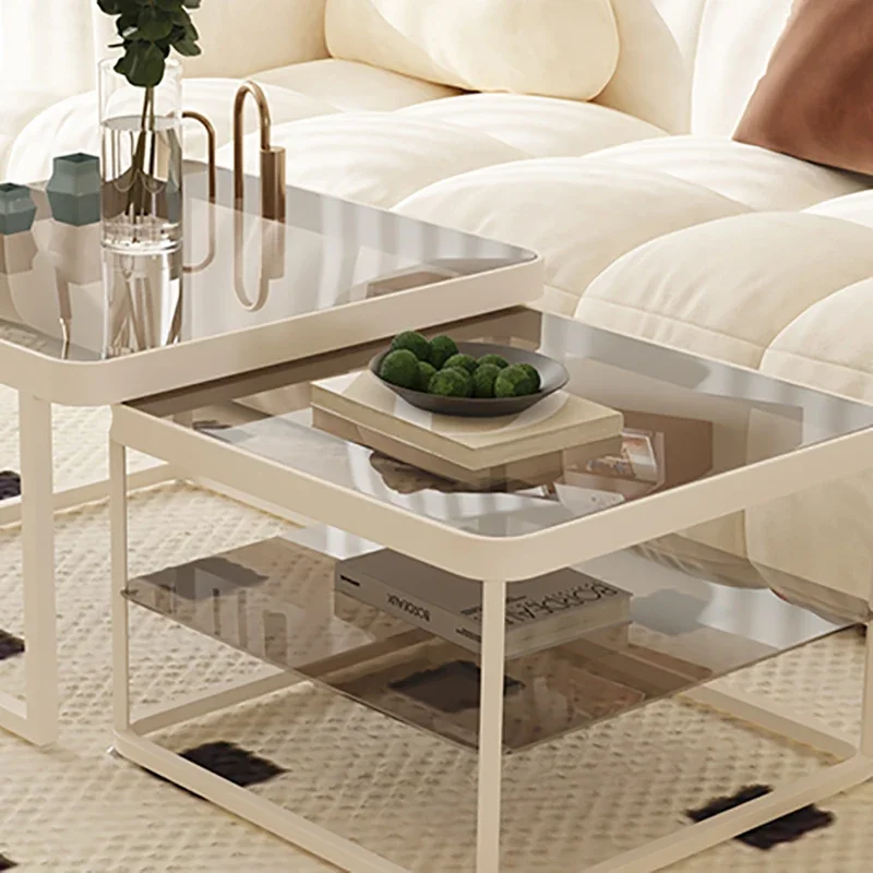 Design Center Glass Table Vanity Transparent Liftable Elegant Minimalist Coffee Table Floor Mesa De Centro De Sala Furniture