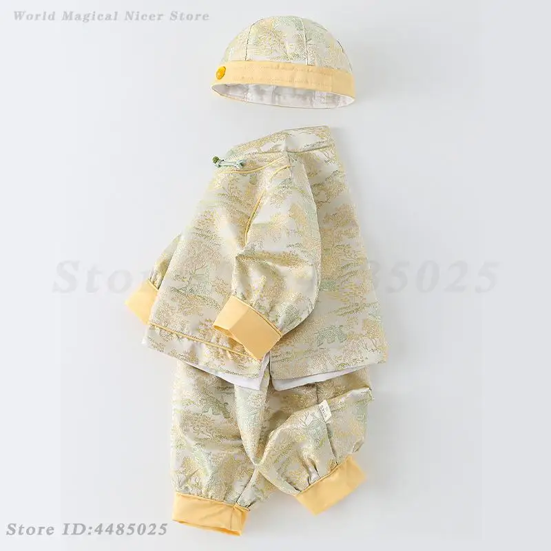 Baby Kids Tang Suit Hanfu Traditional Chinese New Year Spring Festival Costumes Newborn Birthday Gift Brocade Oriental Clothing