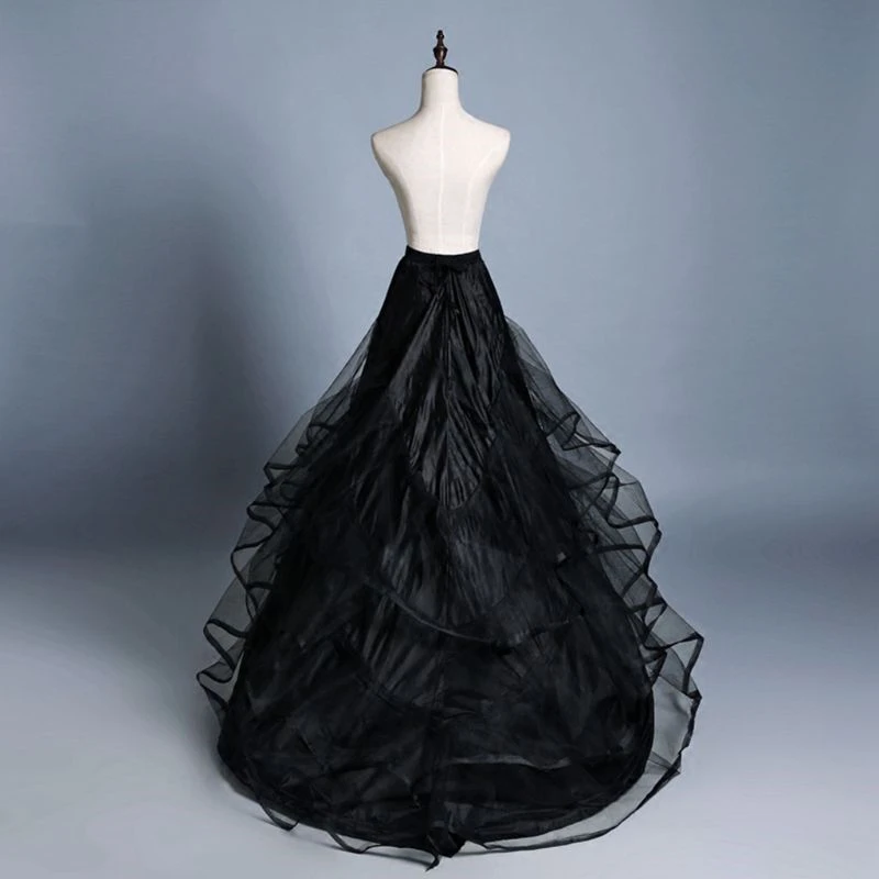 Lange Petticoat Crinoline Onderrok Trouwjurk Feestjurk Hoepel Petticoat 2-Botten Puffy Fancy Rok Slips Wit Petticoat