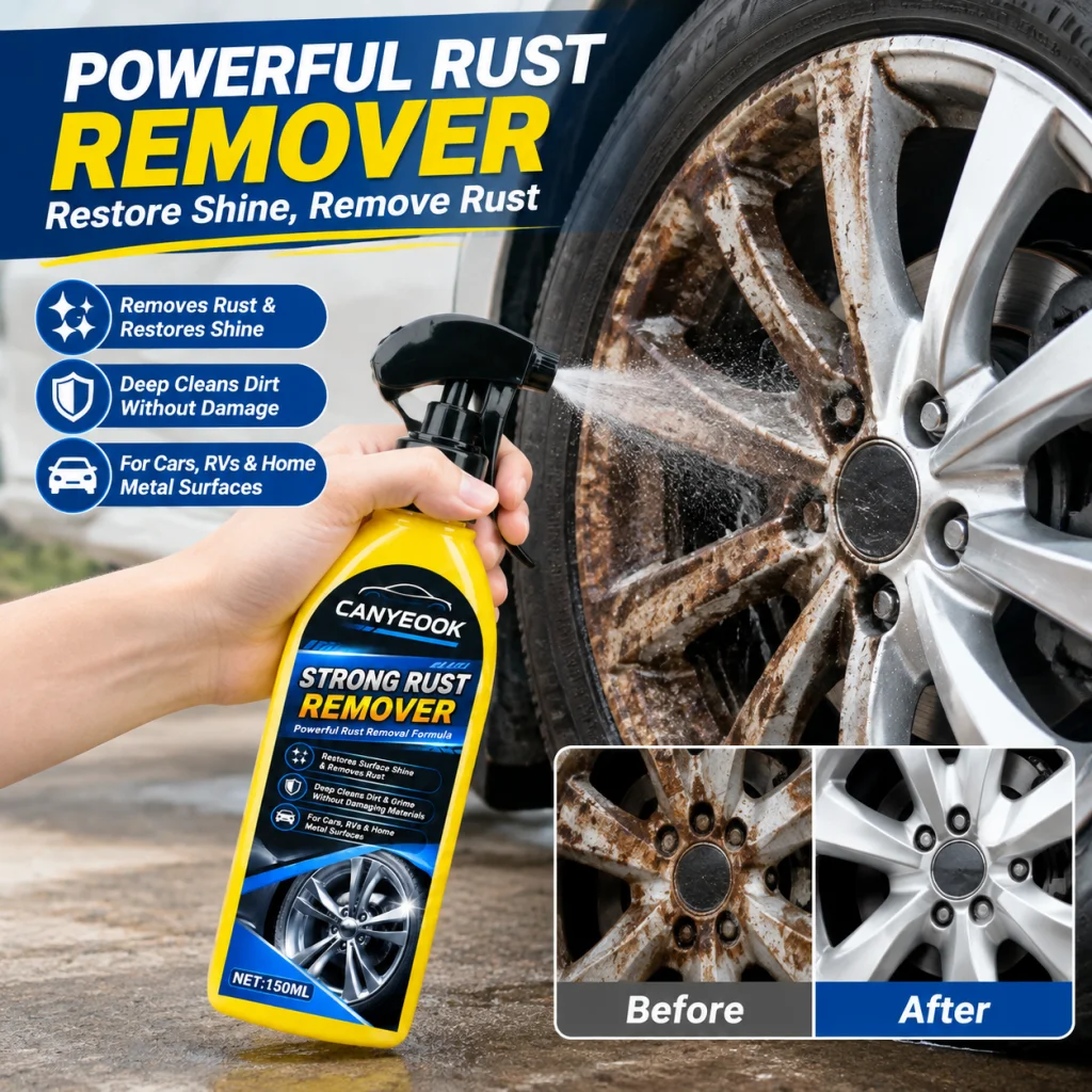 CANYEOOK Rust Remover 150ml, Powerful Rust & Stain Removal for Car, RV & Home Metal Surfaces, Restore Shine, No Damage